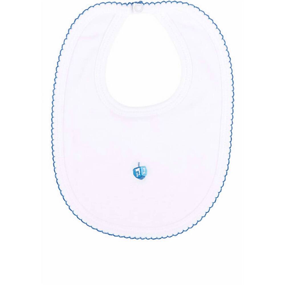 NEW BABY THREADS hannukah "dreidel" bib in white